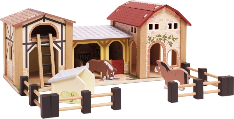 Fattoria in legno con figurine di cavalli Le Toy Van