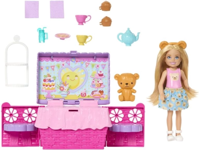 Barbie Chelsea tè delle cinque – set di gioco con cestino da picnic e accessori