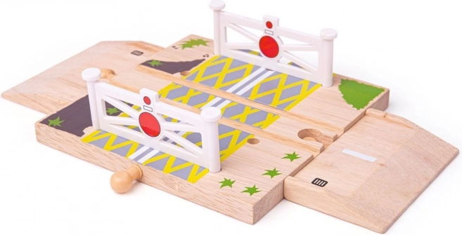 Passaggio a livello in legno con barre per piste auto in legno