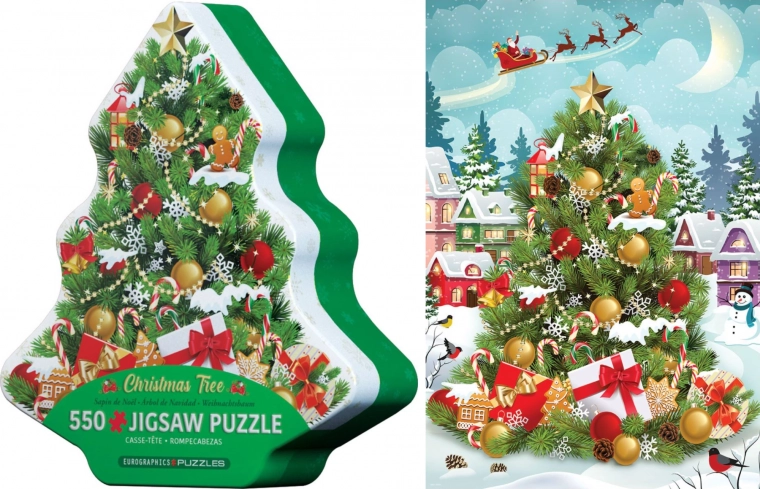 EUROGRAPHICS Puzzle Albero di Natale nella Scatola di Metallo 550 Pezzi
