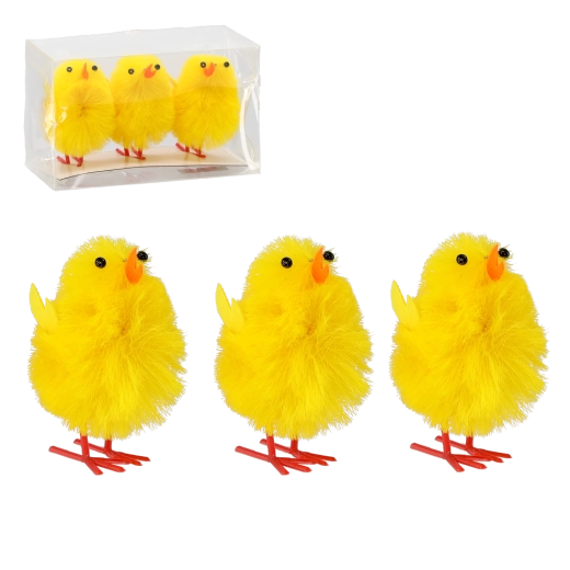 Set di pulcini pasquali gialli – decorazione (3 pezzi)