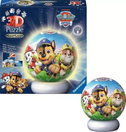 Puzzle 3D luminoso PAW PATROL – edizione notturna, 72 pezzi