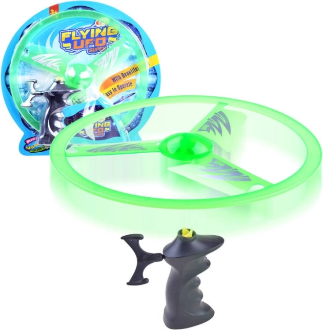 Disco volante con lanciatore e effetto luminoso – Verde
