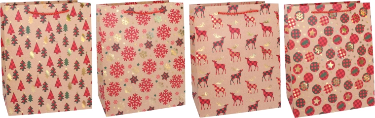 Borsa regalo natalizia M 26 × 32 × 10 cm - 1 pezzo
