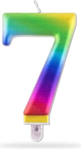 Candela numero 7 arcobaleno per torta 7,5 cm