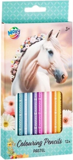 Matite colorate pastello con motivo di cavallo bianco – set da 12 pz