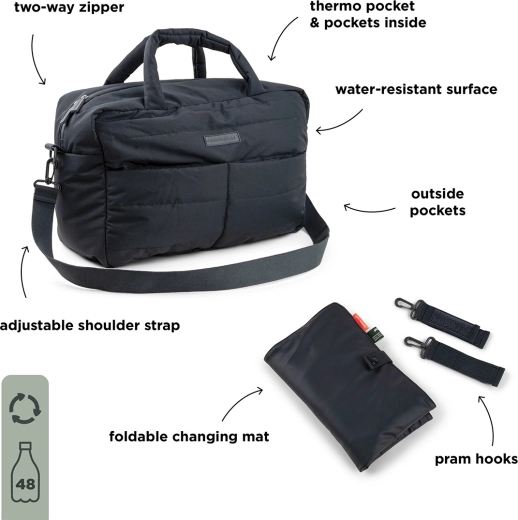 Borsa fasciatoio trapuntata nera Done by Deer