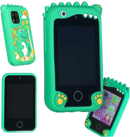 Smartphone per bambini con fotocamera e videocamera 8 GB, dinosauro verde