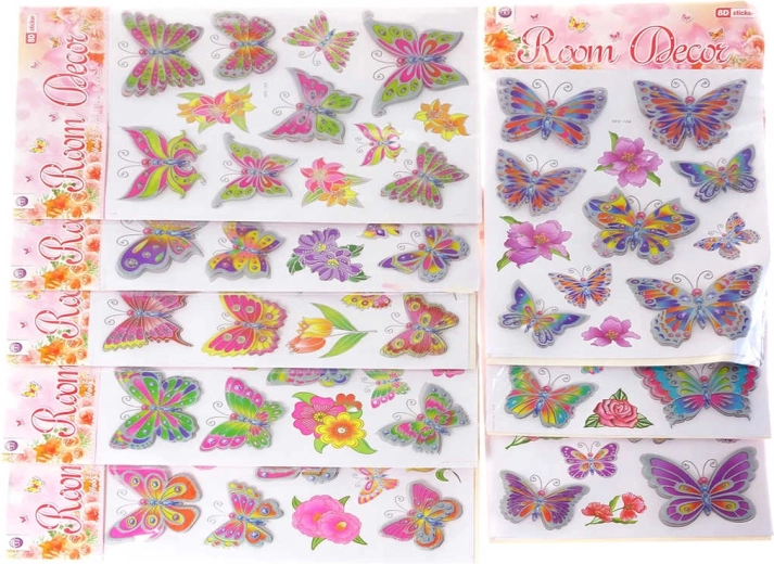 Adesivi 2D/3D farfalle con glitter da parete (12 pz)