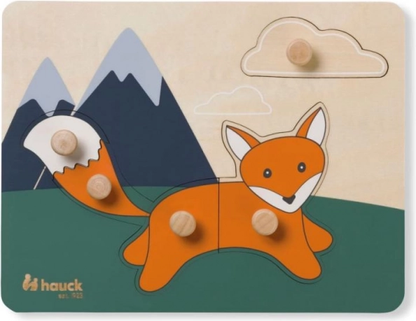 Puzzle in legno Hauck con pomelli Fox – puzzle educativo a bottoni