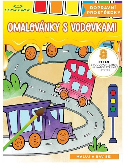 Album da colorare con acquerelli Concorde Mezzi di trasporto A4