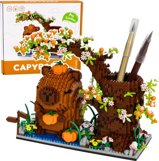Mini set da costruzione capibara con albero – organizer per penne (1800 pezzi)