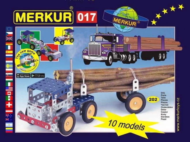 Merkur set da costruzione camion – set di costruzione in metallo 202 pezzi, 10 modelli