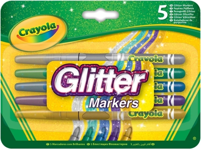 Pennarelli glitter lavabili Crayola, 5 colori