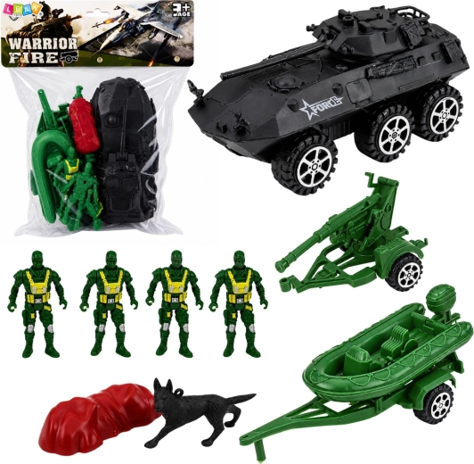 Set militare con trasporto blindato e soldatini (14 pezzi)