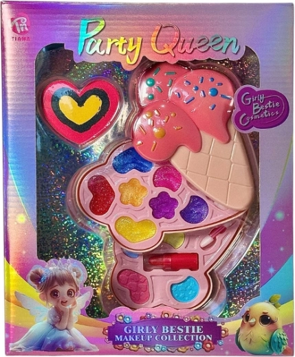 Set cosmetico creativo per bambole in una palette a forma di gelato
