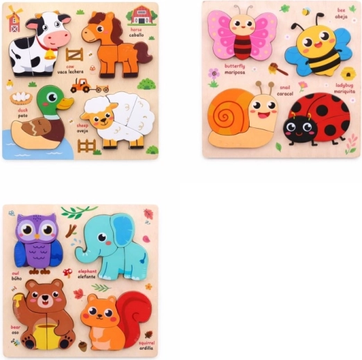 Puzzle in legno con animaletti 18 × 18 cm