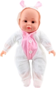 Bambola sonora neonata con abito rosa e bianco, 30 cm