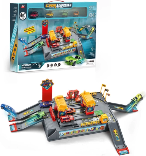 Parcheggio per bambini con autolavaggio e accessori