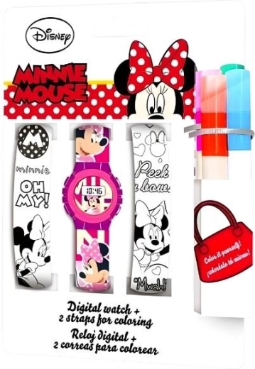 Euroswan set di orologio digitale e cinturini da colorare Minnie