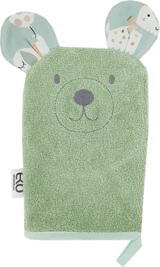 Lavetta in cotone EKO con orecchiette Bear verde oliva 20 × 15 cm