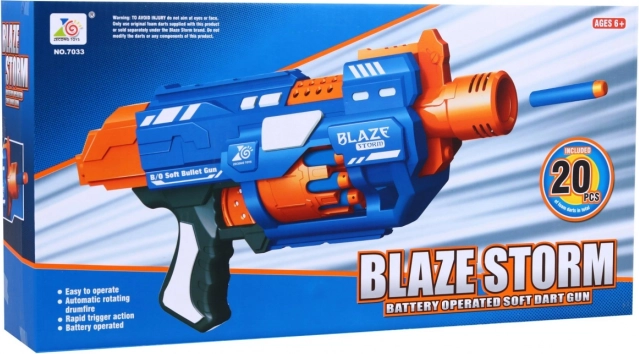 pistola elettrica blaster a tamburo Blaze Storm con 20 dardi in foam, gittata fino a 10 m