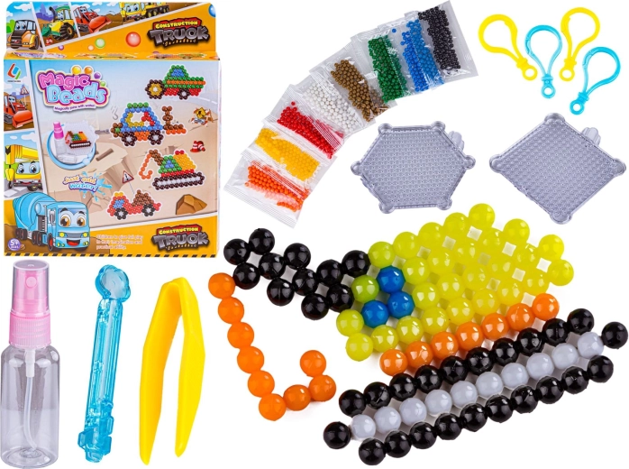 Perline ad acqua – veicoli da cantiere, kit creativo (8 colori)