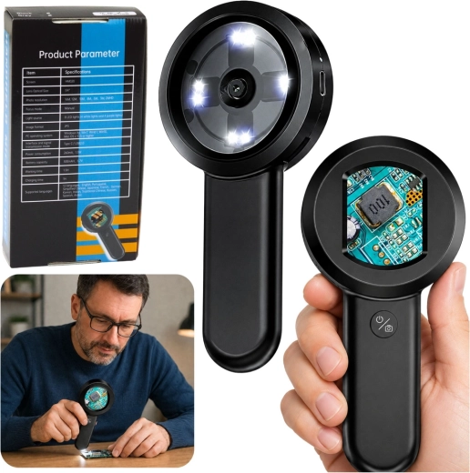 Microscopio digitale portatile palmare con display IPS e 8× LED (100×)