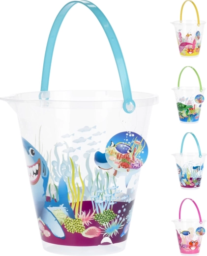 Secchiello per bambini con manico con motivo marino 22 × 23 cm, mix di colori