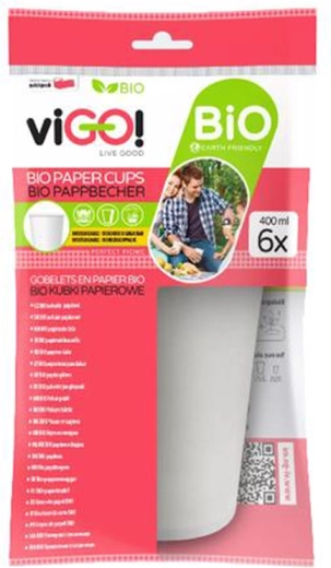 Bicchieri di carta bio 400 ml VIGO, 6 pz