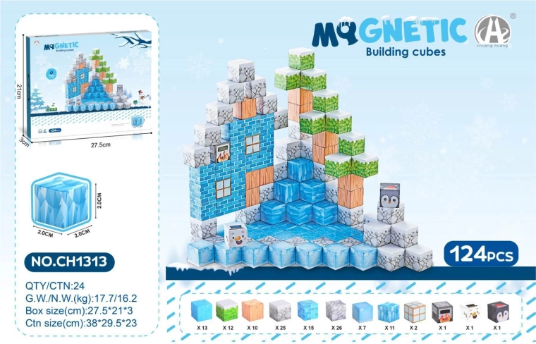 Cubi magnetici 3D per bambini 124 pezzi