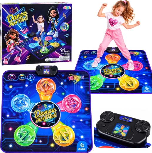 Tappetino da ballo interattivo con musica e illuminazione LED 90 × 90 cm