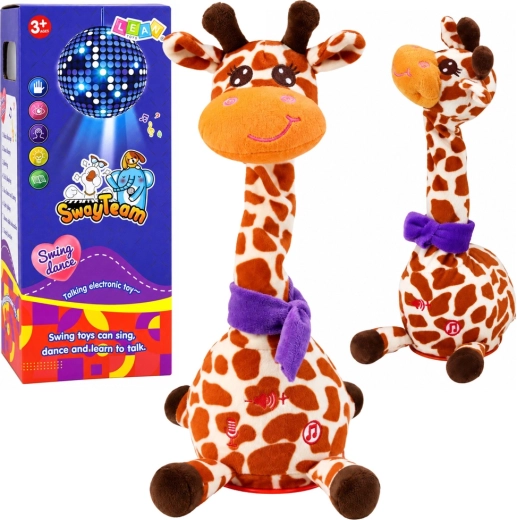 Giraffa interattiva di peluche che balla, canta e ripete suoni, 30 cm
