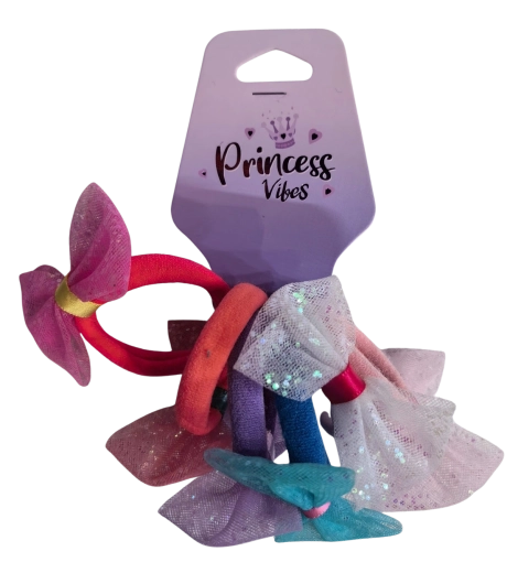 PINK set di elastici per capelli con fiocco in tulle, 6 pz
