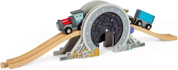 Bigjigs Rail ponte spaziale con tunnel a portale per ferrovie in legno