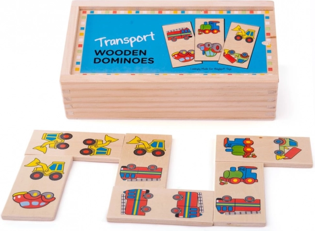 Bigjigs Toys domino in legno – mezzi di trasporto