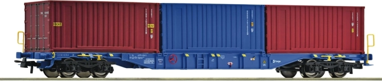 Carro portacontainer Roco Sgnss ČD Cargo con tre container da 20' (H0)