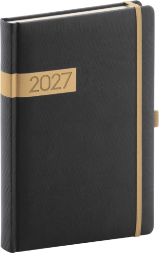 Agenda giornaliera Notique Twill 2027 nero-oro 15 × 21 cm