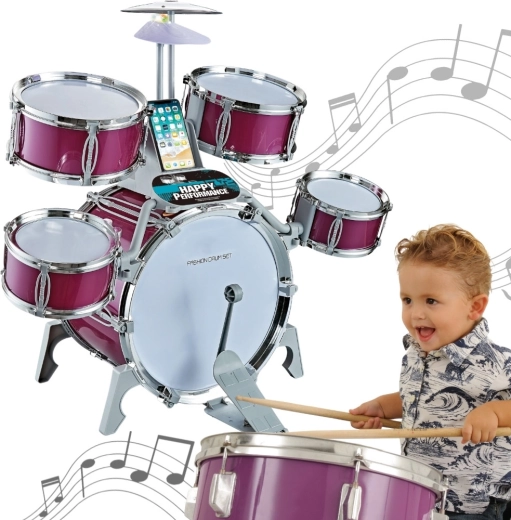 Batteria per bambini WOOPIE con 5 tamburi e piatto