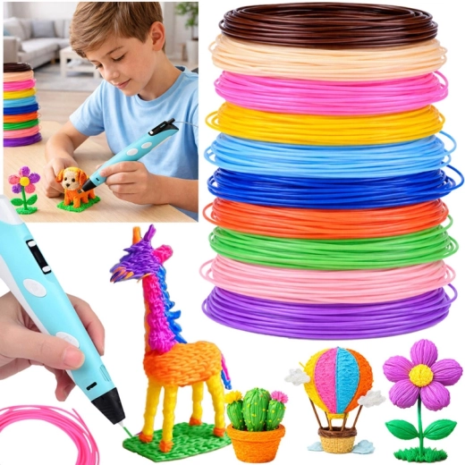 Set di filamenti PCL per penna 3D, 10 colori, 50 m