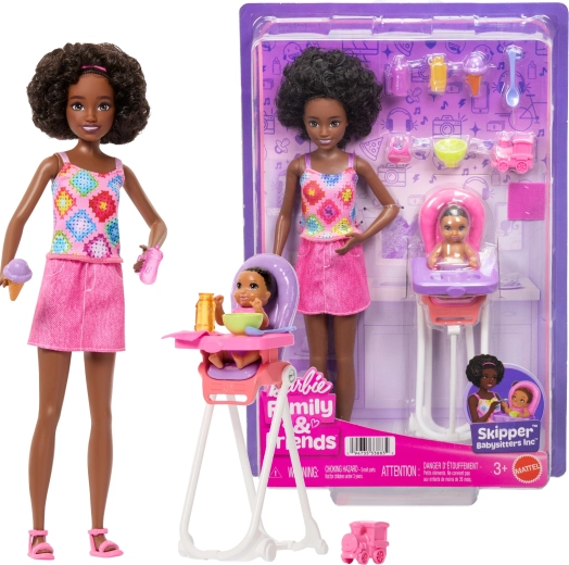 Barbie Skipper Baby-Sitter con bebè e seggiolone