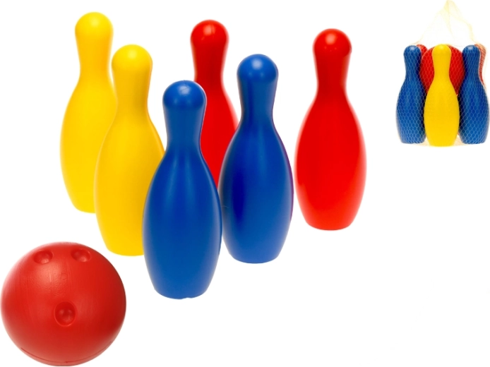 Birilli di plastica per bambini 19 cm con 6 birilli e pallina in rete