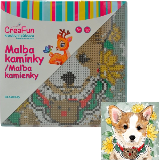 Pittura con diamanti – cagnolino cartoon 20 × 20 cm