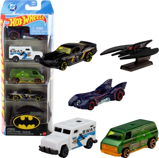 Hot Wheels DC Batman – set di 5 macchinine in metallo 1:64 (circa 7 cm)