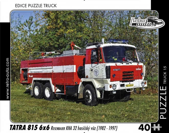 Puzzle retrò auto Tatra 815 6x6 Rosenbauer KHA 32 camion dei pompieri 40 pezzi