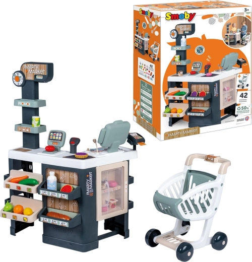 Smarty Market supermercato per bambini con cassa e carrello della spesa