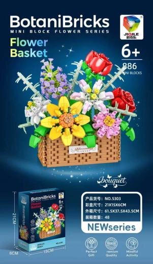 Costruzioni: bouquet colorato in cestino (886 pezzi)