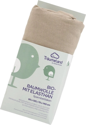 Lenzuolo Träumeland in cotone bio con elastan UNI taupe