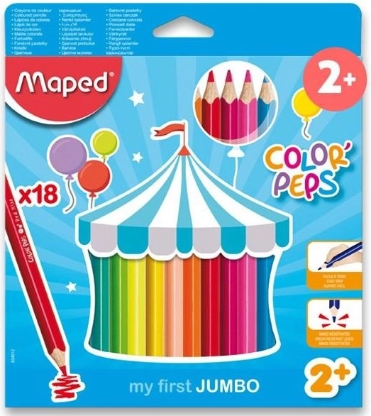 Pastelli triangolari Jumbo Color'Peps di Maped, 18 pz