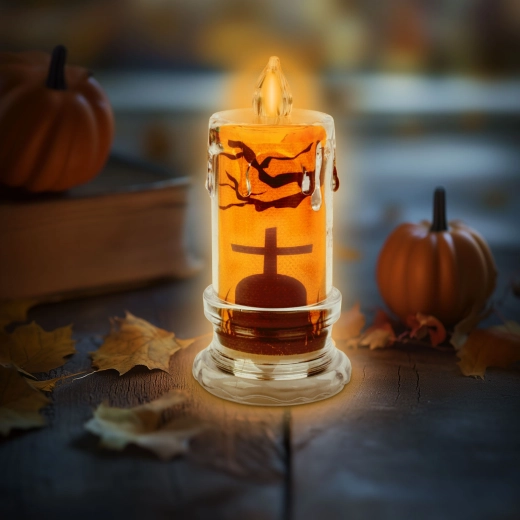 Candela LED di Halloween con motivo di lapide - 1 pezzo